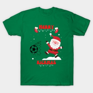 Merry kickmas - Christmas football and soccer santa T-Shirt